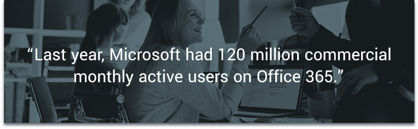 Last year, Microsoft had 120 million commercial monthly active users on Office 365. — ZDNet